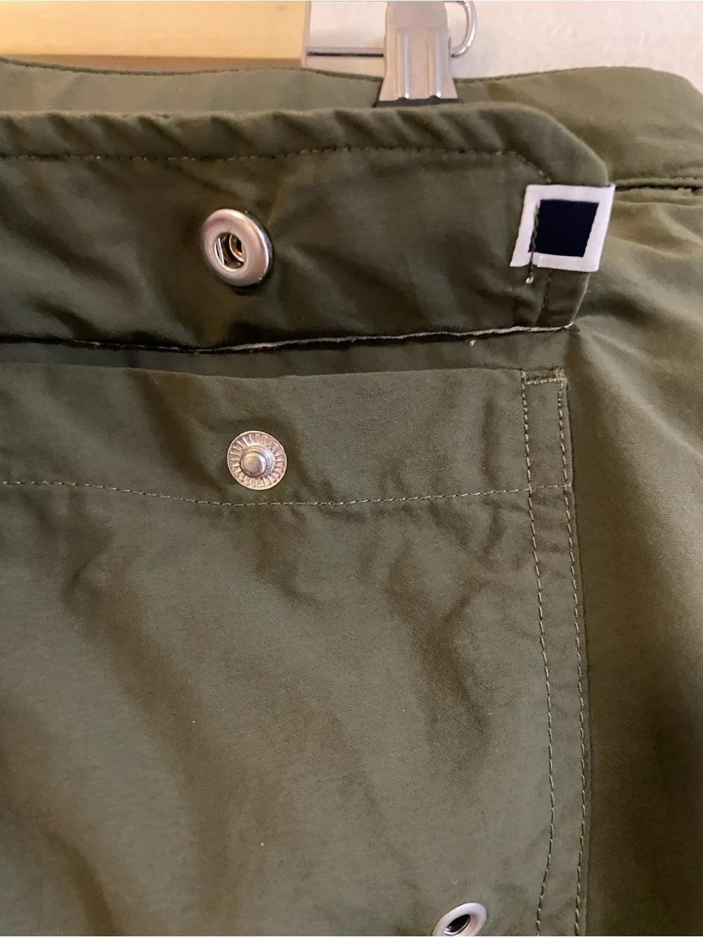 Solid & Striped olive green adjustable waist lined Kennedy swim trunks shorts